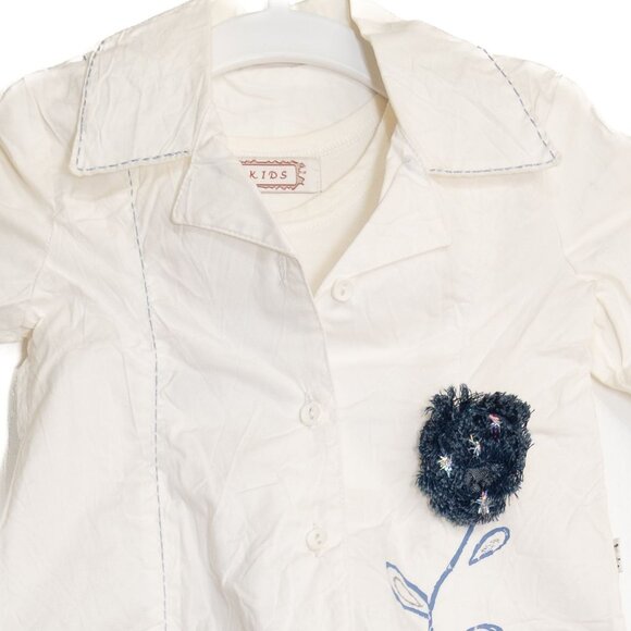 Adams Kids Girls 3 Piece Set White Button-Up Jacket, Glitter Blue Jeans & T-Shir - Picture 2 of 8